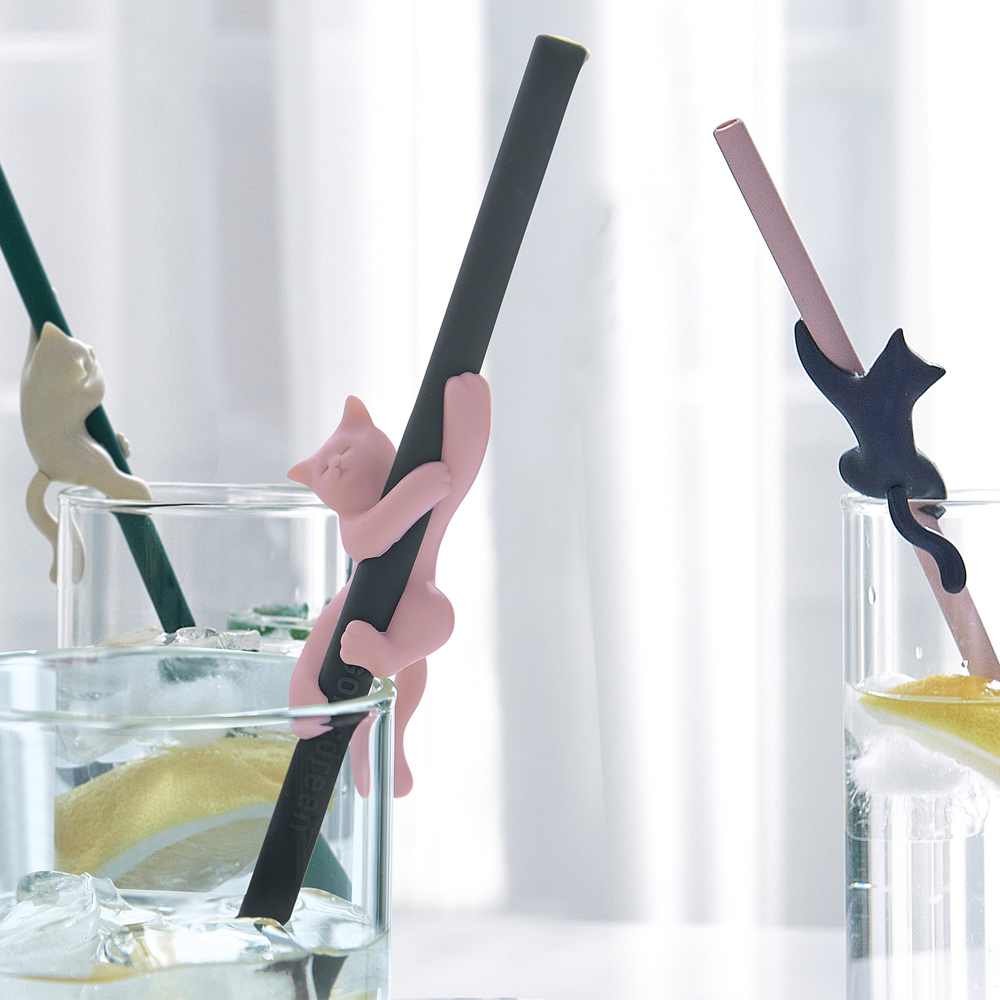 Cat Straw Set – Black & Pink - Image 5