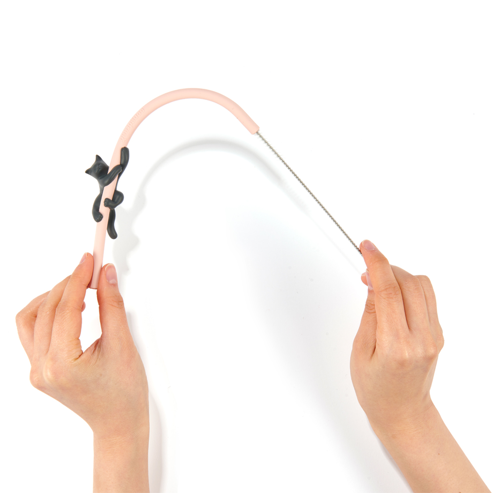 Cat Straw Set – Black & Pink - Image 7
